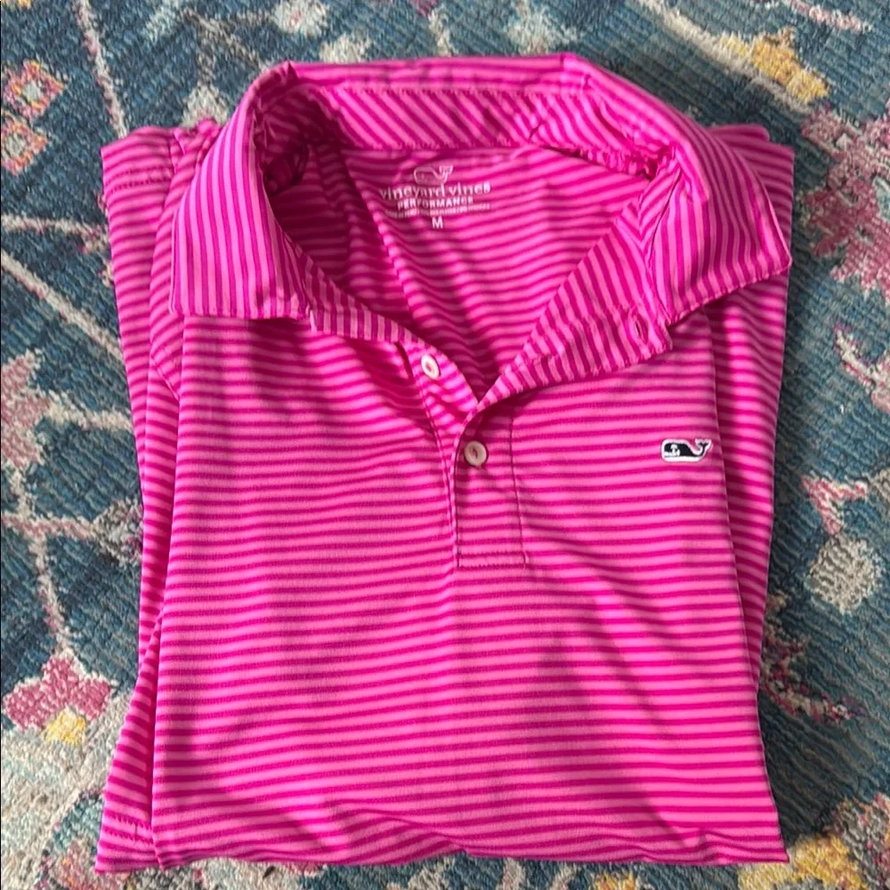 Vineyard Vines Pink Striped Polo Shirt - Picture 1 of 3